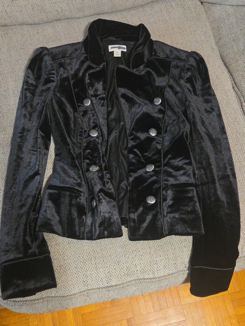 Maison Jules Black Velvet Double-Breasted Blazer